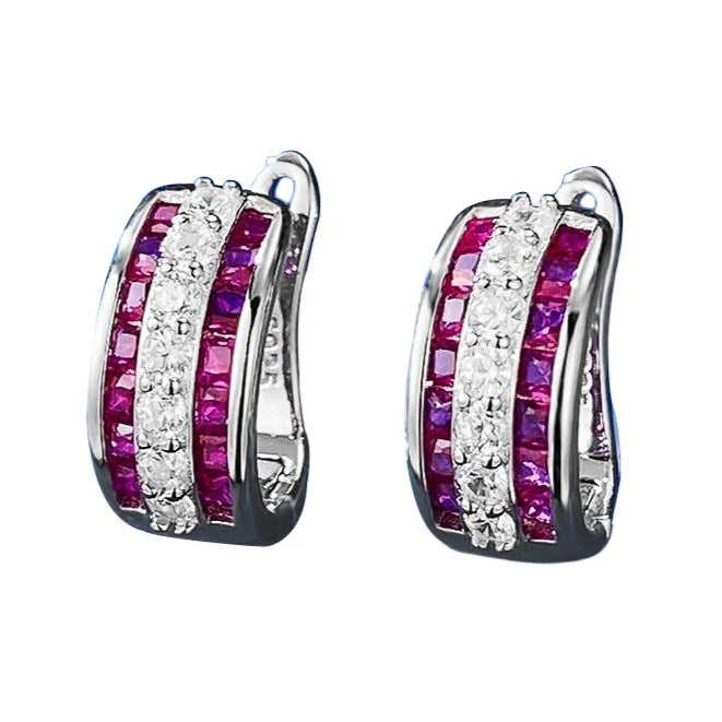 Urqanyu S925 silver temperament c-shaped earrings simple and cool style cubic zirconia earrings