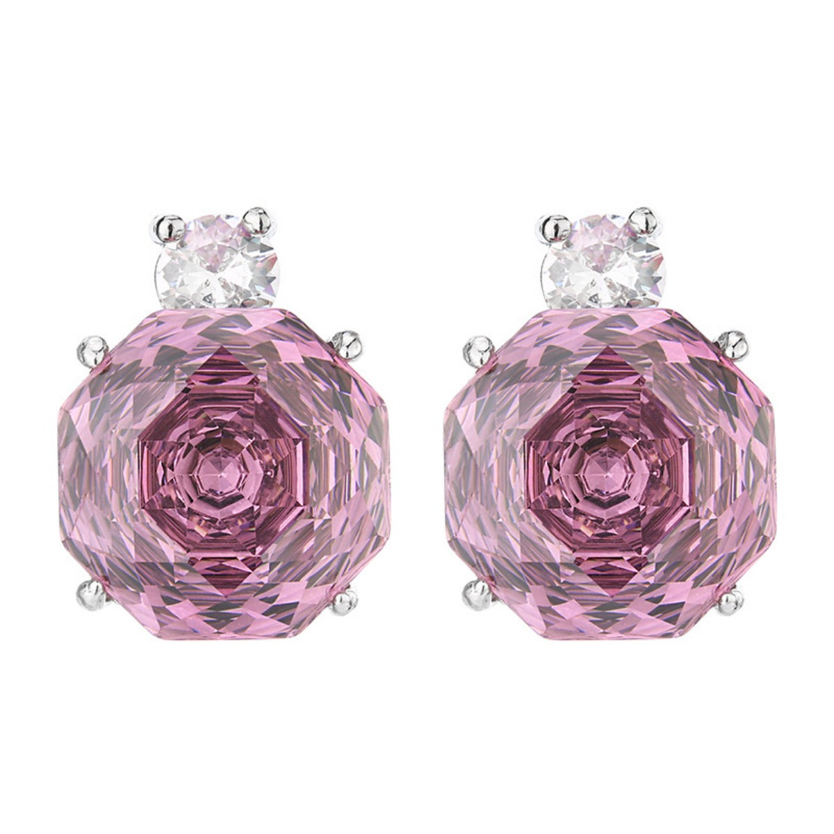Urqanyu Copper-base gold-plated imitation rose-cut dried rose simple style cubic zirconia earrings