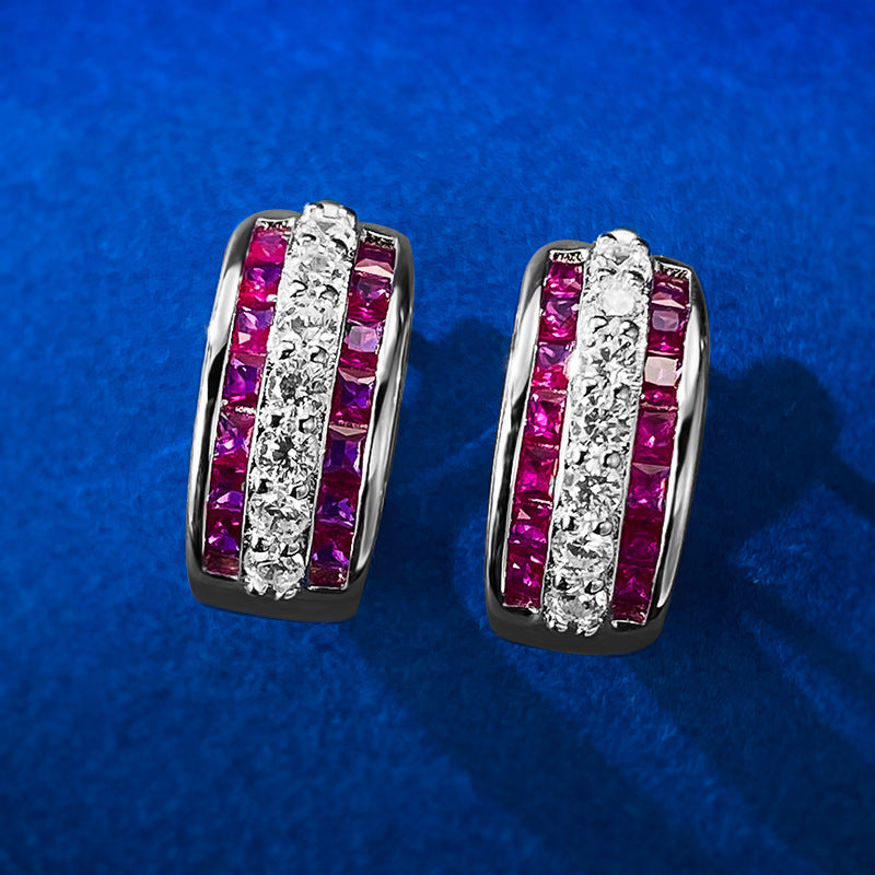Urqanyu S925 silver temperament c-shaped earrings simple and cool style cubic zirconia earrings