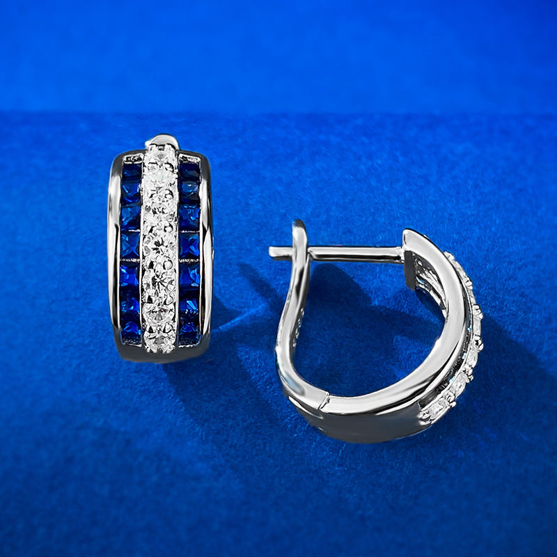 Urqanyu S925 silver temperament c-shaped earrings simple and cool style cubic zirconia earrings