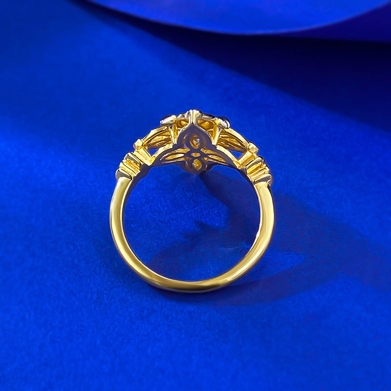 Urqanyu S925 silver medieval old money style four-pointed star reborn beauty four-leaf clover S925 silver ring