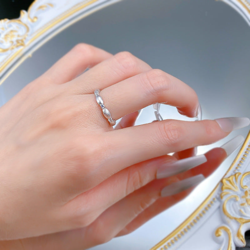 Urqanyu S925 silver Bubujia brushed Italian craft cubic zirconia gift ribbon ring
