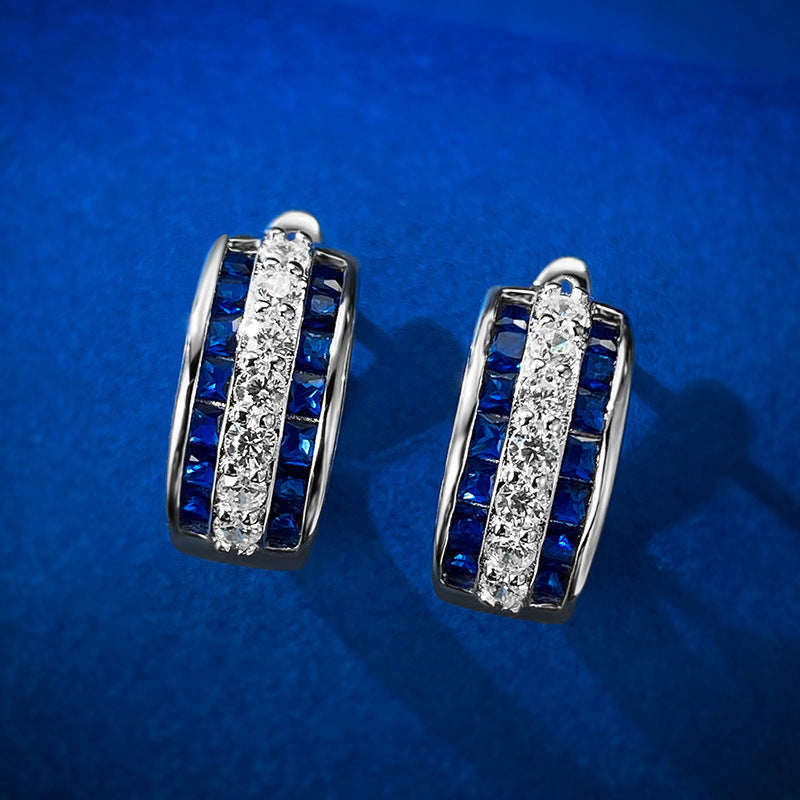 Urqanyu S925 silver temperament c-shaped earrings simple and cool style cubic zirconia earrings
