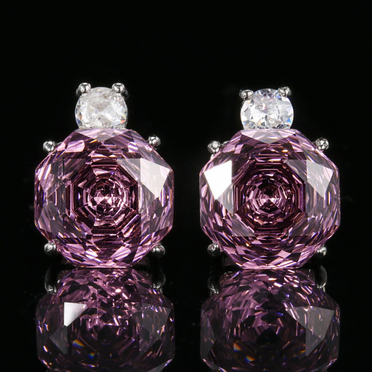 Urqanyu Copper-base gold-plated imitation rose-cut dried rose simple style cubic zirconia earrings