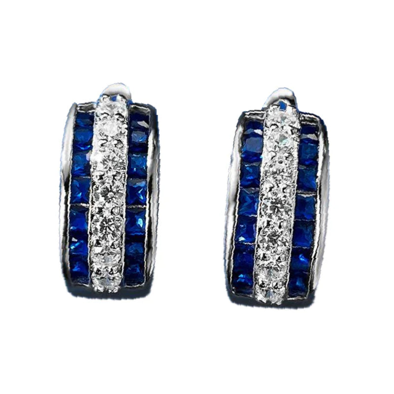 Urqanyu S925 silver temperament c-shaped earrings simple and cool style cubic zirconia earrings