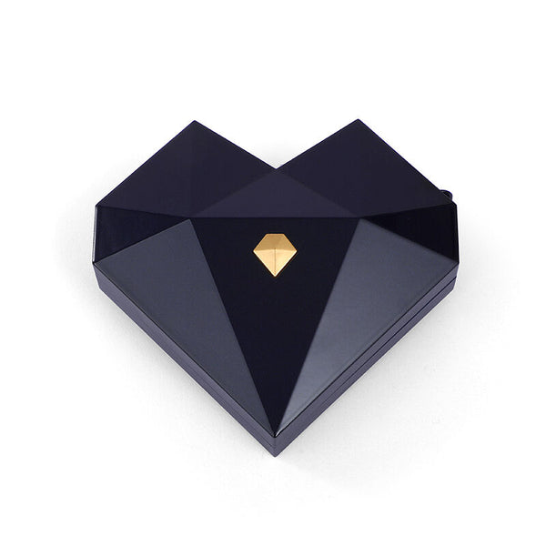 Urqanyu Heart Shaped Diamond Faced Blue Ring Box for Magic Secret