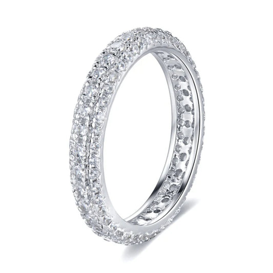 Urqanyu S925 silver fashion simple silver cubic zirconia full diamond ring