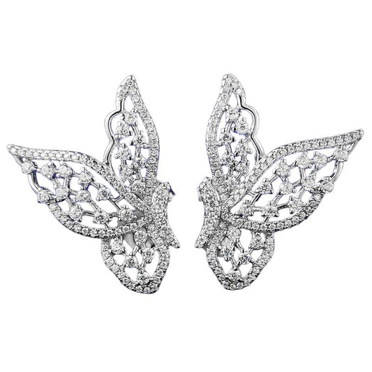 Urqanyu S925 silver hollow butterfly simple cubic zirconia earrings