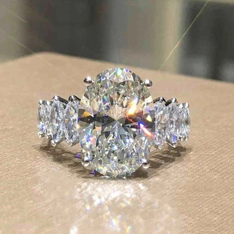 Urqanyu S925 silver oval popular fashion cubic zirconia engagement ring