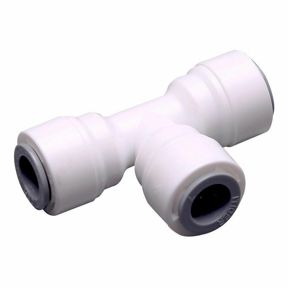 Union Tee Connector 3/8 inch OD Tubing/Hose/Pipe Use Quick Push to Connect Plastic Fitting for Reverse Osmosis System 1803-B