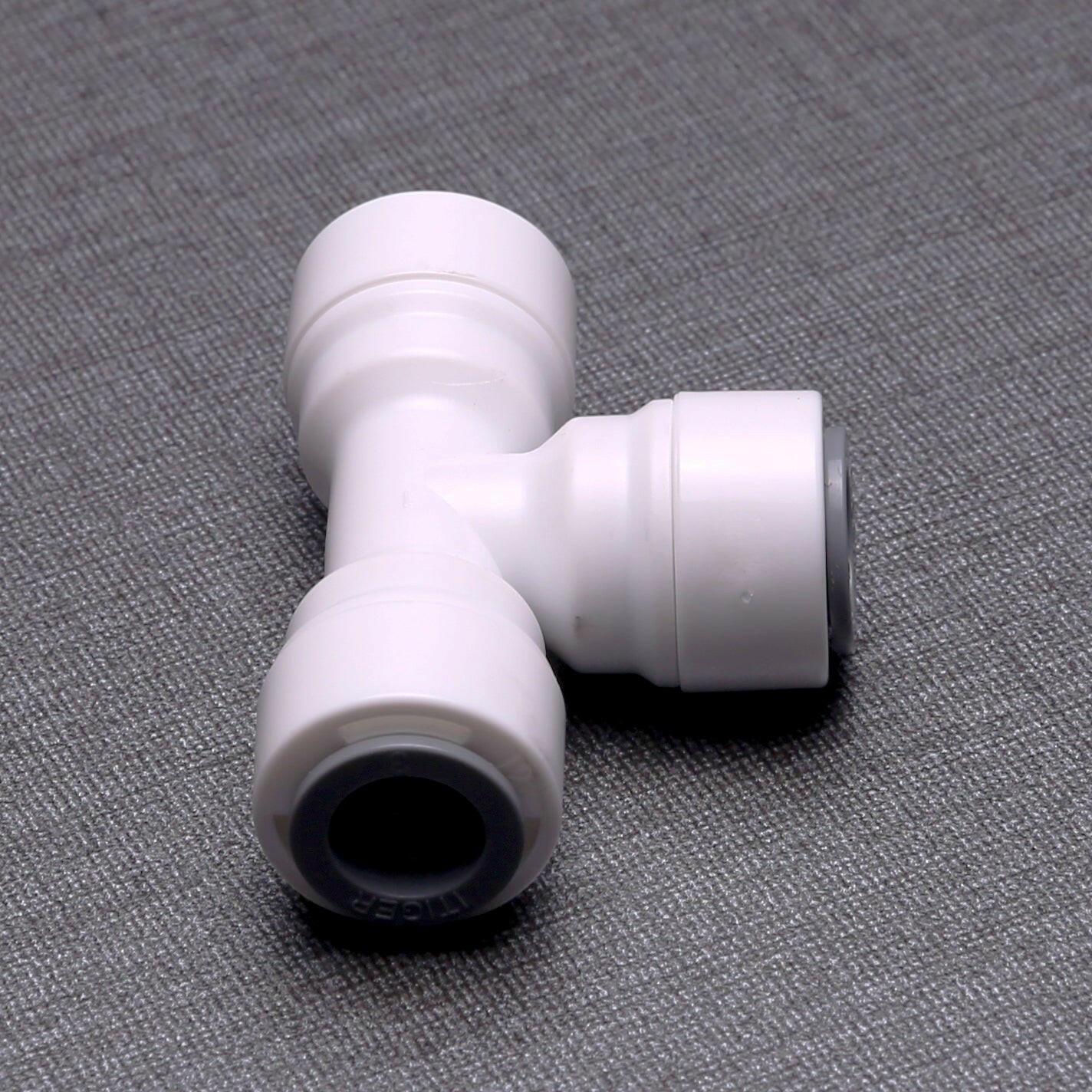 Union Tee Connector 3/8 inch OD Tubing/Hose/Pipe Use Quick Push to Connect Plastic Fitting for Reverse Osmosis System 1803-B