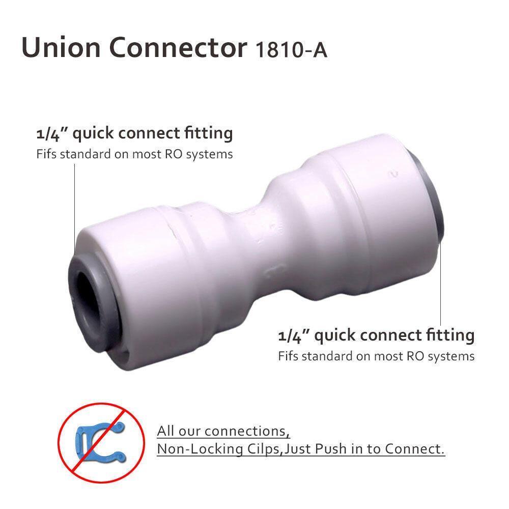 Push to Connect 1/4 inch Tubing, Plastic straight Union quick Connector for RO water system 1810-A