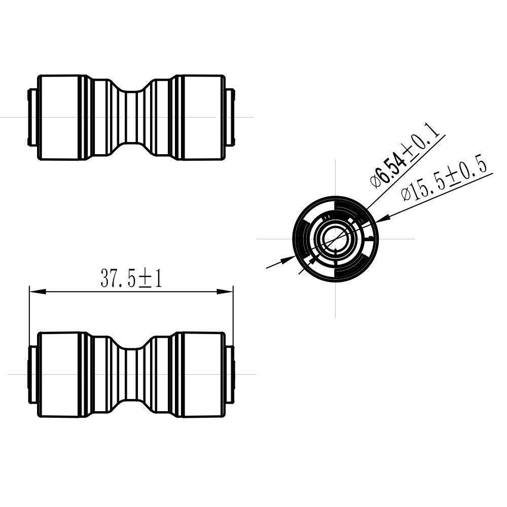 Push to Connect 1/4 inch Tubing, Plastic straight Union quick Connector for RO water system 1810-A