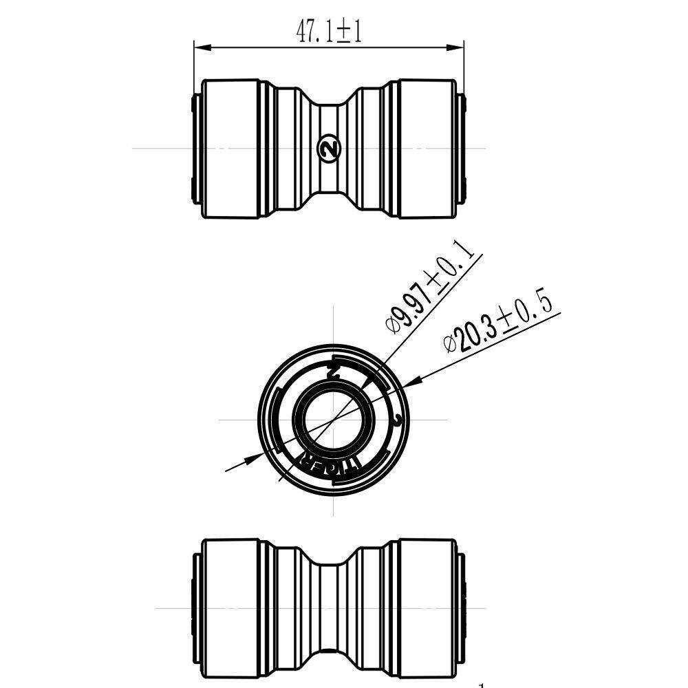 Push to Connect 3/8 inch Tubing, Plastic straight Union quick Connector for RO water system 1810-B