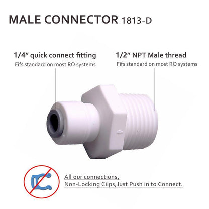 Raccord union droit en ligne en plastique pour tube de 1/4 po à pousser pour connecter 1810-A