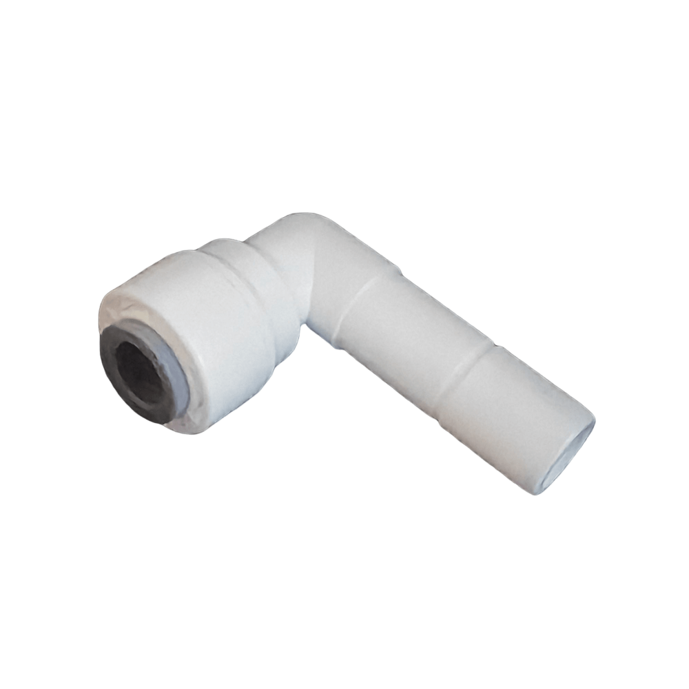 Water Pipe Stem 90 degree Elbow Connector for 1/4 inch Tubing x 3/8" Stem Plug, Push to Connect Plastic Quick Fittings for Reverse Osmosis System 1814-C