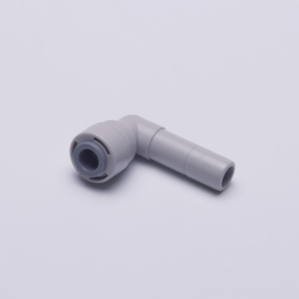 Water Pipe Stem 90 degree Elbow Connector for 1/4 inch Tubing x 3/8" Stem Plug, Push to Connect Plastic Quick Fittings for Reverse Osmosis System 1814-C
