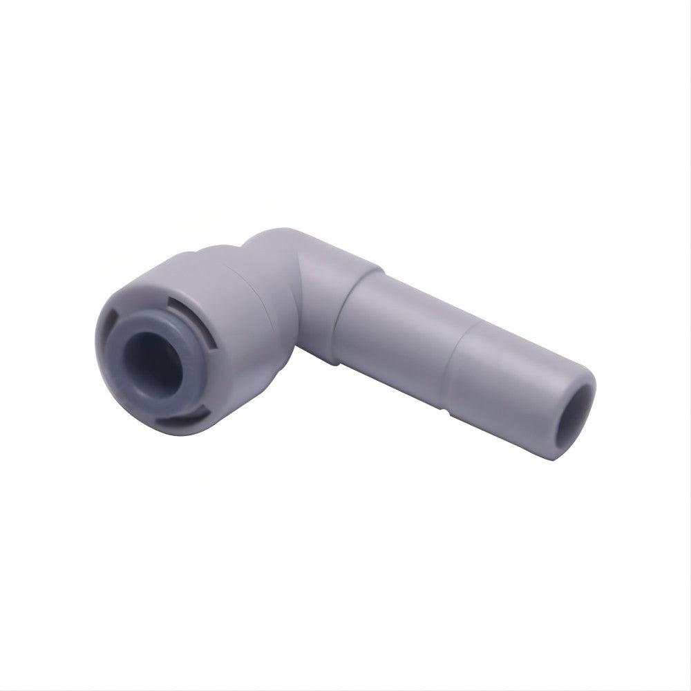 Water Pipe Stem 90 degree Elbow Connector for 1/4 inch Tubing x 3/8" Stem Plug, Push to Connect Plastic Quick Fittings for Reverse Osmosis System 1814-C