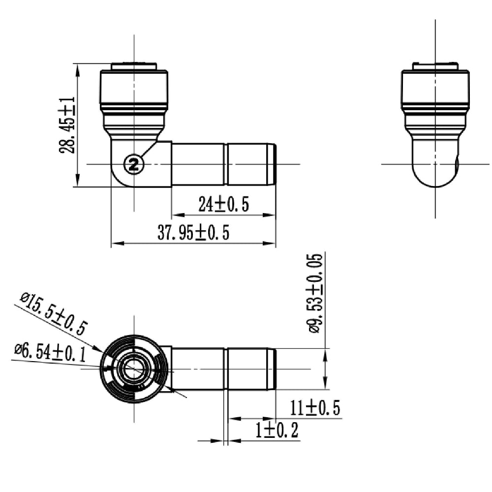 Water Pipe Stem 90 degree Elbow Connector for 1/4 inch Tubing x 3/8" Stem Plug, Push to Connect Plastic Quick Fittings for Reverse Osmosis System 1814-C
