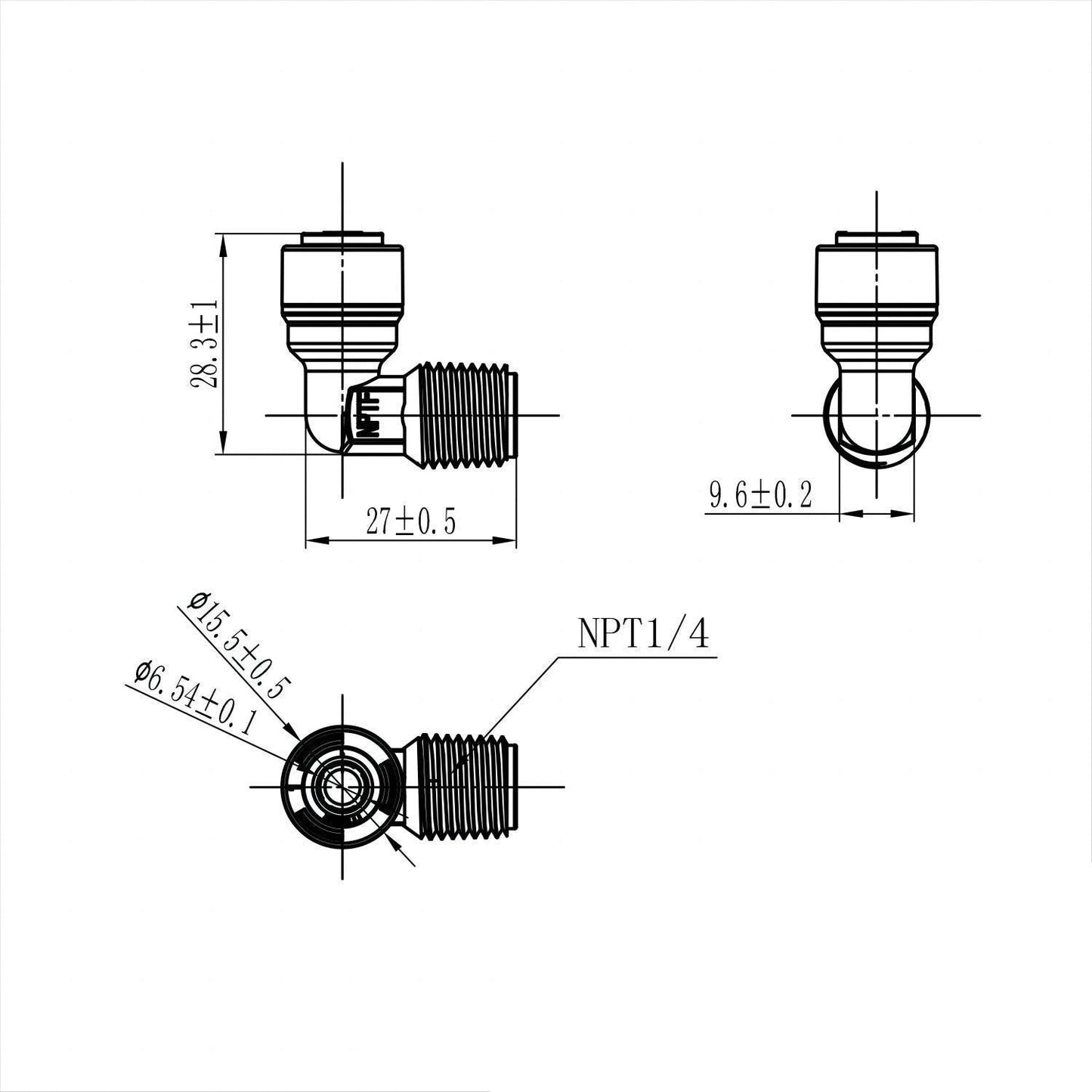 RO Tubing/Hose Connector 90 Degree Plastic Elbow Male Threaded Tube Adapter 1/4 NPT Male Elbow X 1/4 Tubing OD Quick Connect Fitting for Water Filters/RO Systems 1817-A