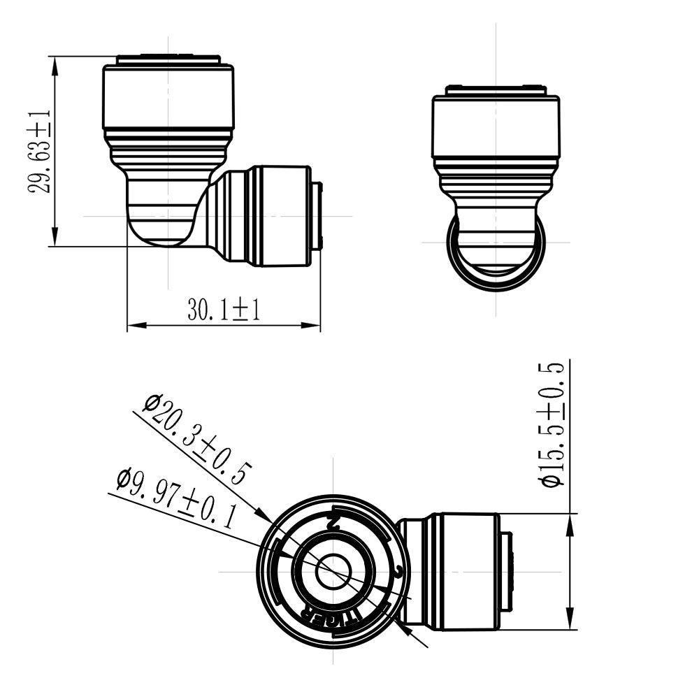 Elbow Connector 90 degree 1/4 x 3/8 inch Tubing Water Line Fittings, Plastic Push to Connect Fittings for RO/DI Water Filter System 1818-C