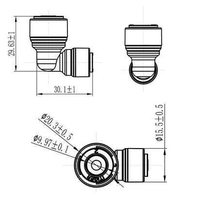 Elbow Connector 90 degree 1/4 x 3/8 inch Tubing Water Line Fittings, Plastic Push to Connect Fittings for RO/DI Water Filter System 1818-C