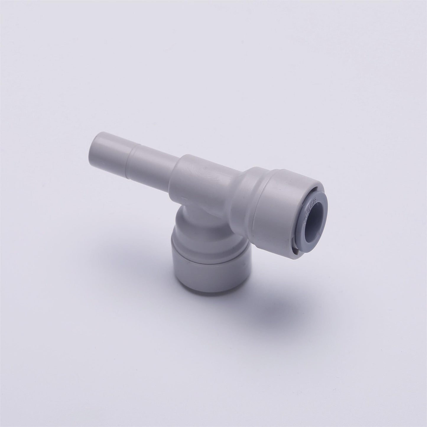 Water Pipe Stem Run Tee for Side 3/8" stem Plug x 3/8" Tubing,  Push to Connect Plastic Quick Fittings for Reverse Osmosis System 1820-B