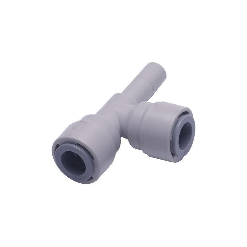 Water Pipe Stem Run Tee for Side 3/8" stem Plug x 3/8" Tubing,  Push to Connect Plastic Quick Fittings for Reverse Osmosis System 1820-B
