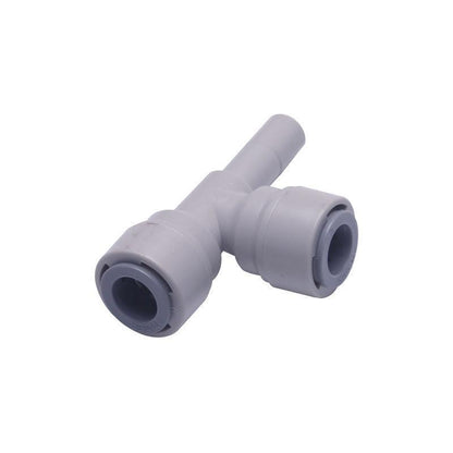 Water Pipe Stem Run Tee for Side 3/8" stem Plug x 3/8" Tubing,  Push to Connect Plastic Quick Fittings for Reverse Osmosis System 1820-B