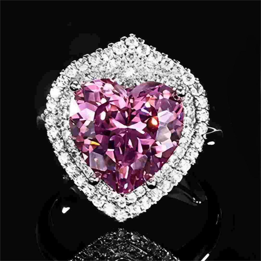Urqanyu gold-plated copper simulated bird's nest cut dried rose heart-shaped cubic zirconia ring