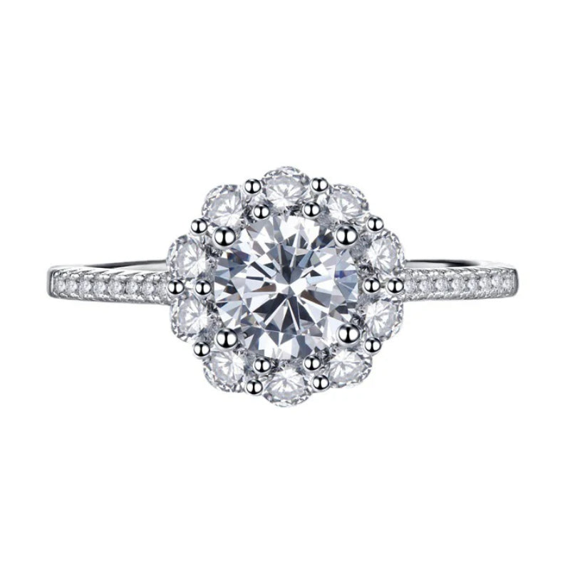 Urqanyu S925 silver one carat cubic zirconia full diamond micro-inlaid ring