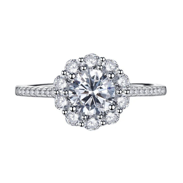 Urqanyu S925 silver one carat cubic zirconia full diamond micro-inlaid ring