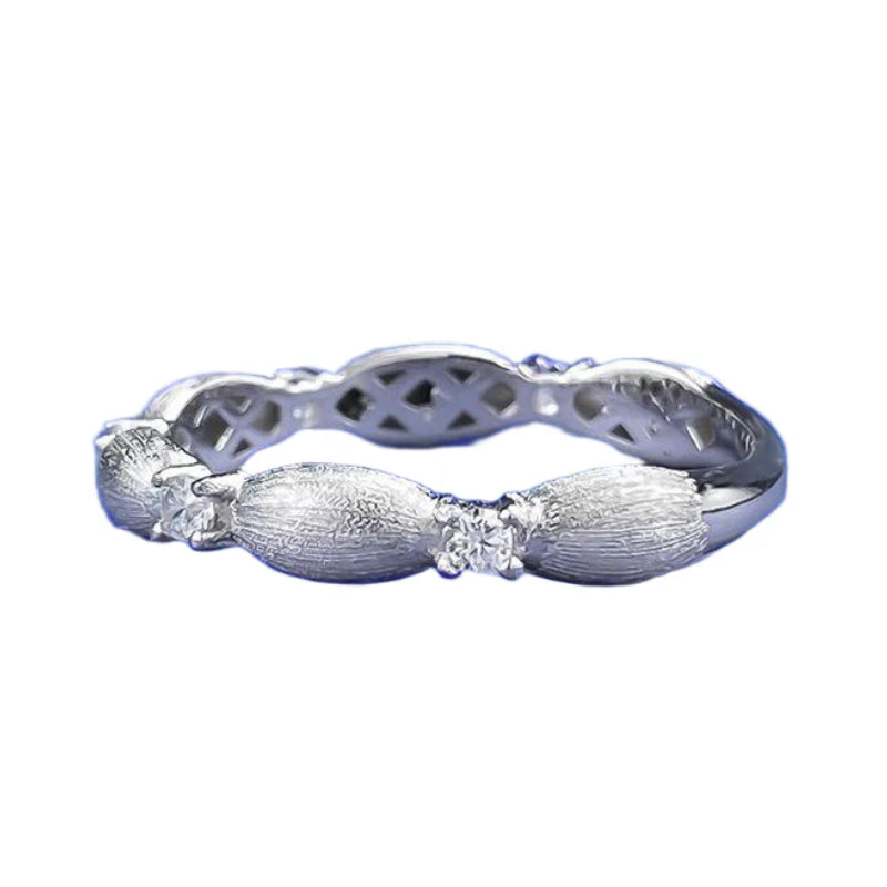 Urqanyu S925 silver Bubujia brushed Italian craft cubic zirconia gift ribbon ring