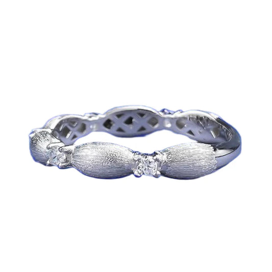 Urqanyu S925 silver Bubujia brushed Italian craft cubic zirconia gift ribbon ring