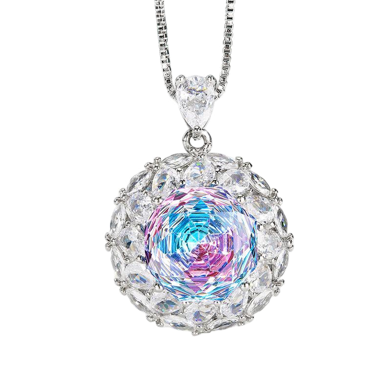Urqanyu copper base gold-plated millennium cut gradient temperament cubic zirconia pendant necklace