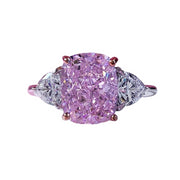 Urqanyu S925 silver inlaid pink diamond fashion OL cubic zirconia ring 8*10