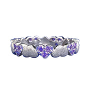Urqanyu S925 silver retro brushed love purple full circle heart cubic zirconia ring