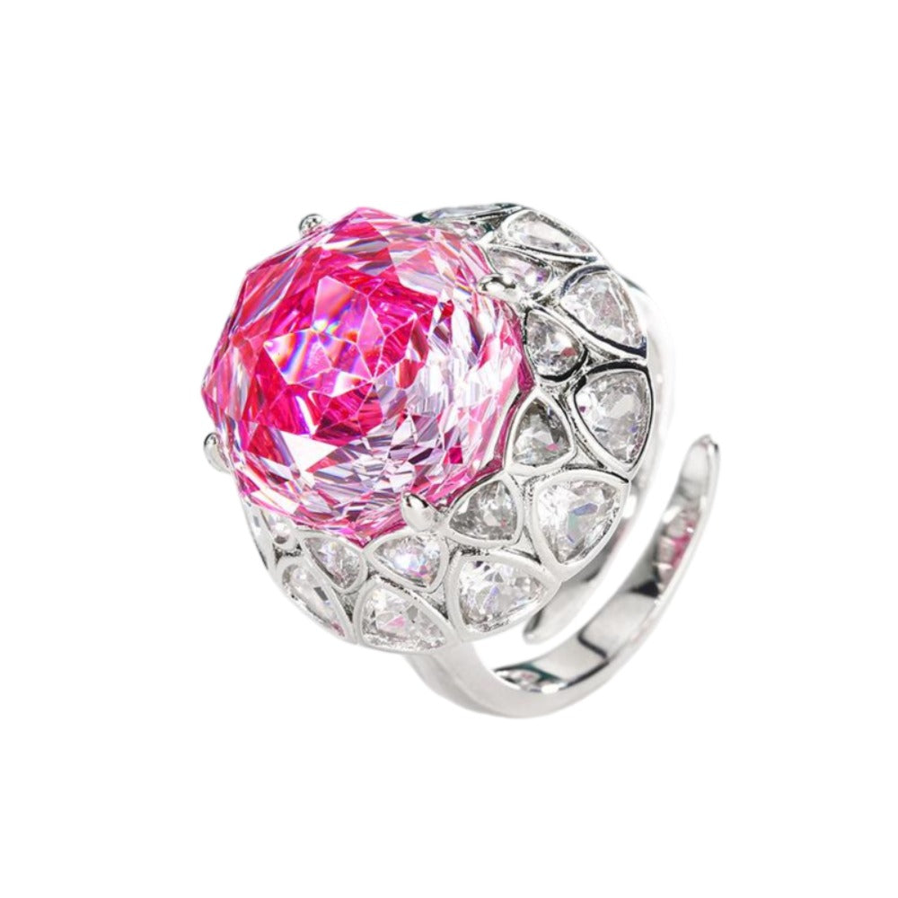 Urqanyu copper base gold-plated rose cut sea blue vintage cubic zirconia ring