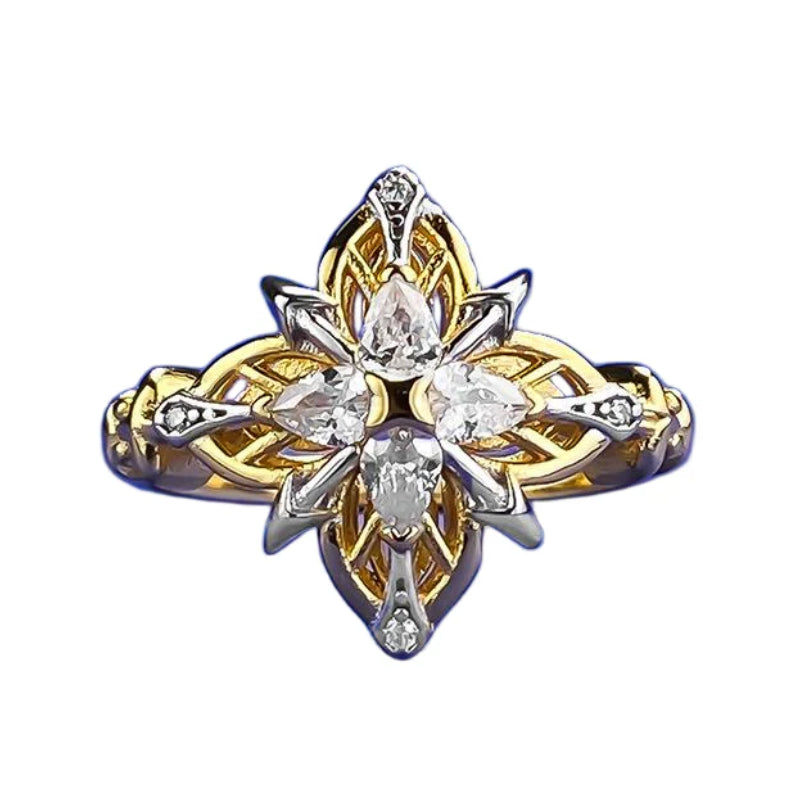 Urqanyu S925 silver medieval old money style four-pointed star reborn beauty four-leaf clover S925 silver ring