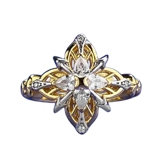 Urqanyu S925 silver medieval old money style four-pointed star reborn beauty four-leaf clover S925 silver ring