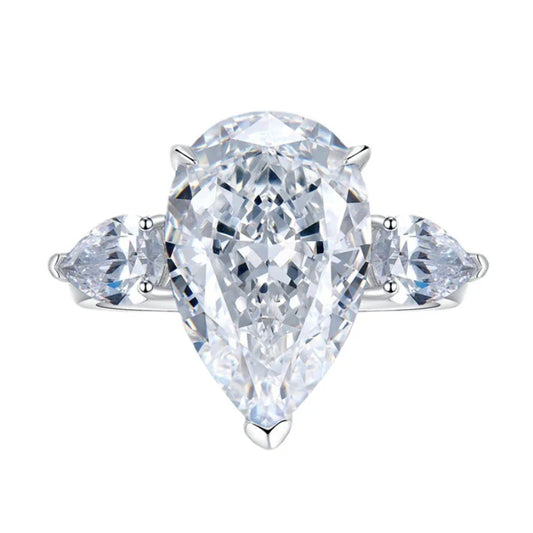 Urqanyu S925 silver diamond water drop cubic zirconia ring 11*17