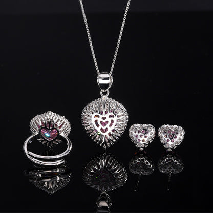 Urqanyu gold-plated copper simulated bird's nest cut dried rose heart-shaped cubic zirconia pendant necklace