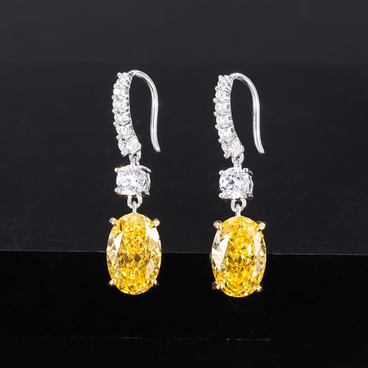 Urqanyu S925 silver fashion oval cubic zirconia pendant earrings 8*12mm