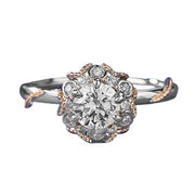 Urqanyu 925 silver 50-point simulated diamond bouquet cubic zirconia ring
