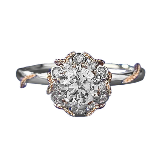 Urqanyu 925 silver 50-point simulated diamond bouquet cubic zirconia ring
