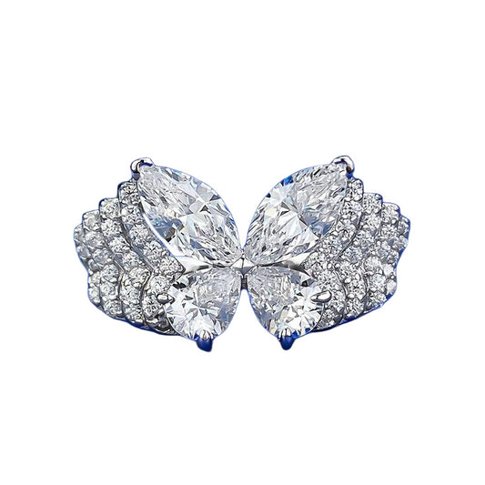 Urqanyu S925 silver phantom butterfly layered butterfly cubic zirconia diamond ring