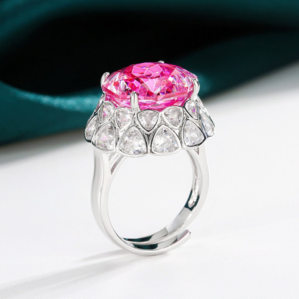 Urqanyu copper base gold-plated rose cut sea blue vintage cubic zirconia ring