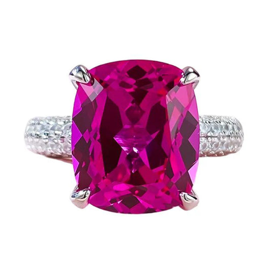 Urqanyu S925 silver luxury rupee large diamond ring cubic zirconia ring