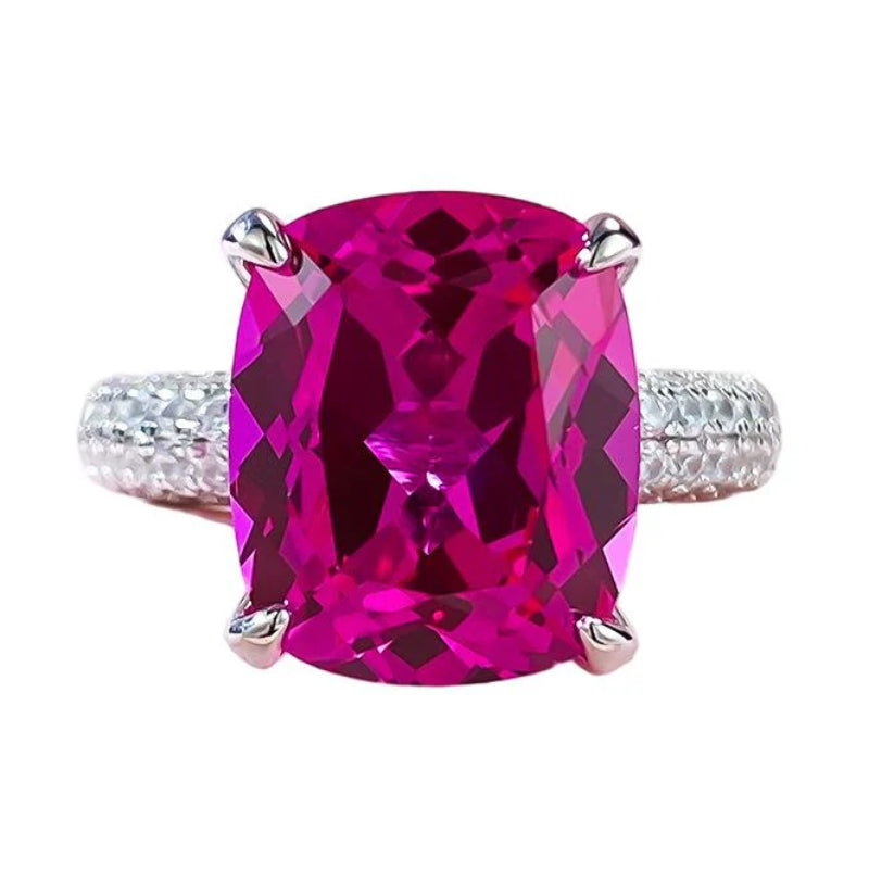 Urqanyu S925 silver luxury rupee large diamond ring cubic zirconia ring