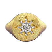 Urqanyu S925 silver gold-plated brushed hexagram cubic zirconia ring